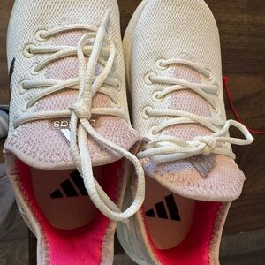Used only 1 Time adidas White and Pink Sneakers with Knit Upper and Sleek Design